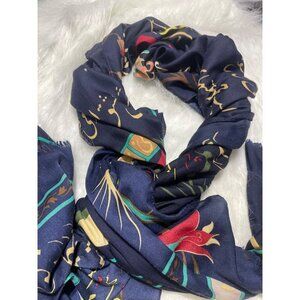 Vintage Macho Silk Scarf With Colorful Abstract Design Made In Turkey Designed I
